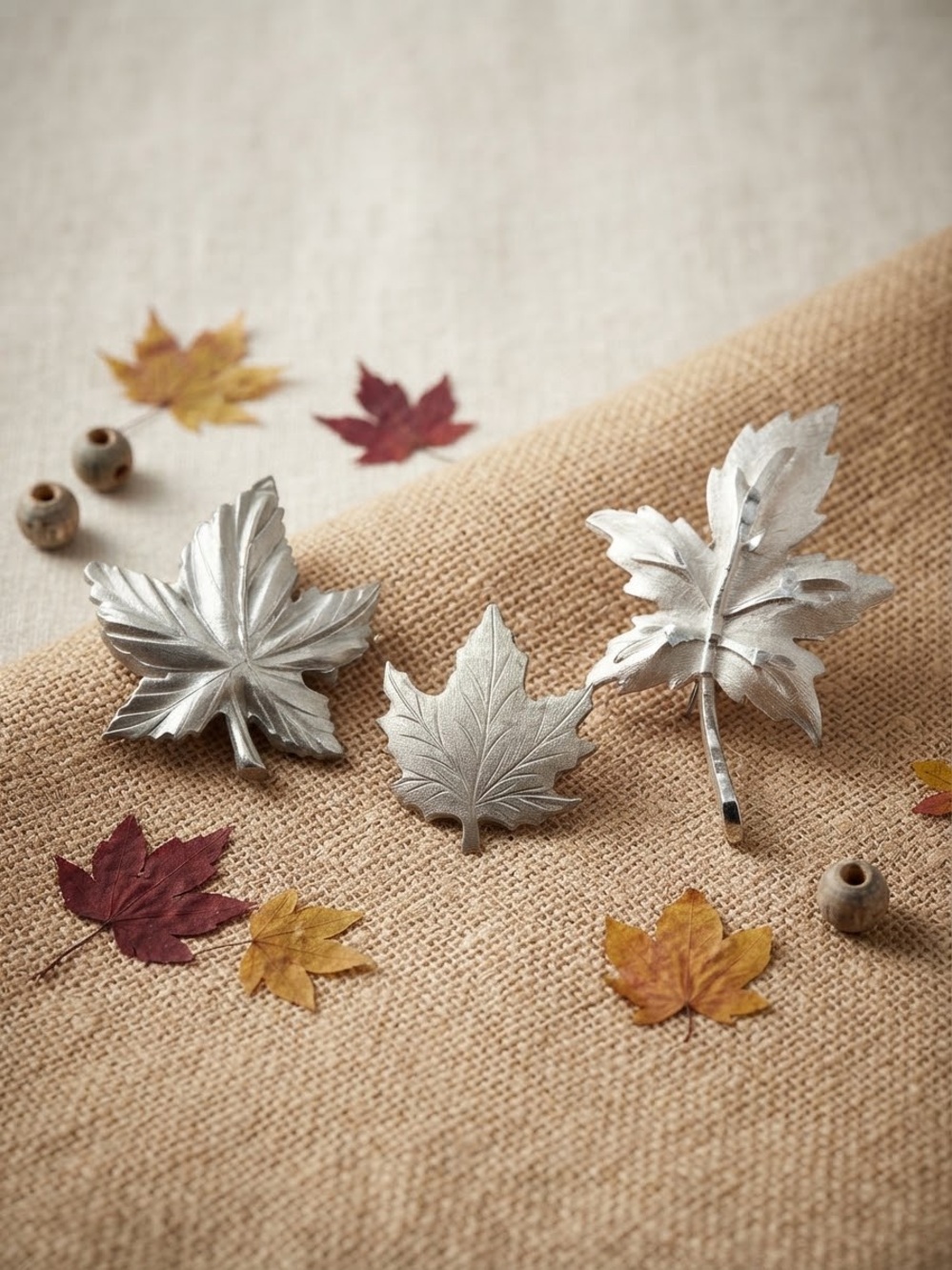 Vintage Canadian Maple Leaf Brooch Pin Lot of 3 | Signed Pewter Canada & Texture